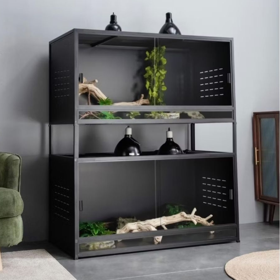 *READY STOCK* LEO-R (BLACK) Aluminium PVC Enclosure (suitable for Reptile & Exotic Pet) (80*40*40cm)