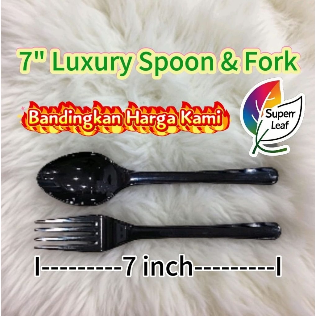 7" Premium Sudu Plastik Fork Plastik / 7" Luxury Spoon Plastic Fork Plastic /Sudu Garfu Plastik Tebal - 50pcs