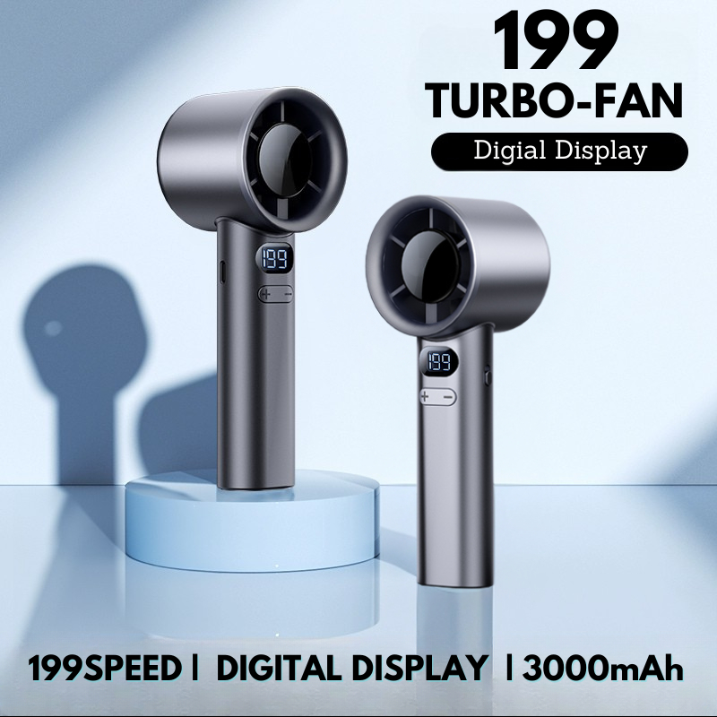 NEW【 199 Speed 】 Rechargeable Mini Small Fan 100-199-Wind-Speeds Handheld Super-Mute High Wind Power Desktop Turbo Fan