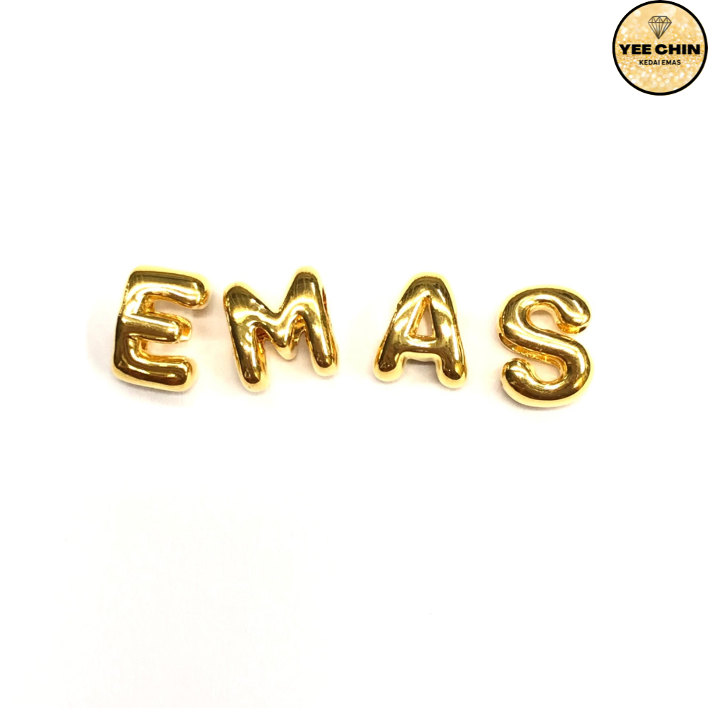 Yee Chin Emas 916 Beads Huruf 5D Masdora / Beads PDR Alphabets Gold 916
