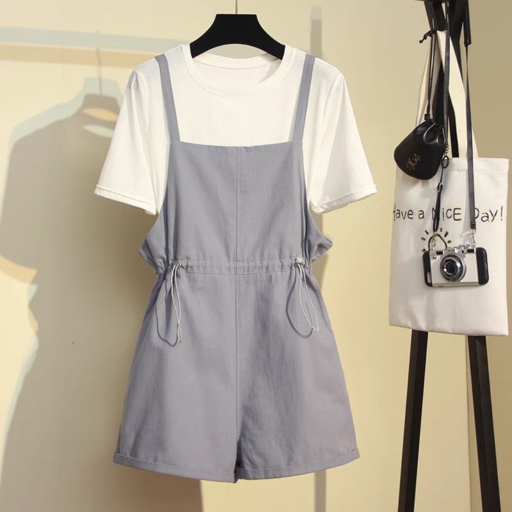 blue grey summer stylish T-shirt jumpsuit 2 in 1set (RS5027)