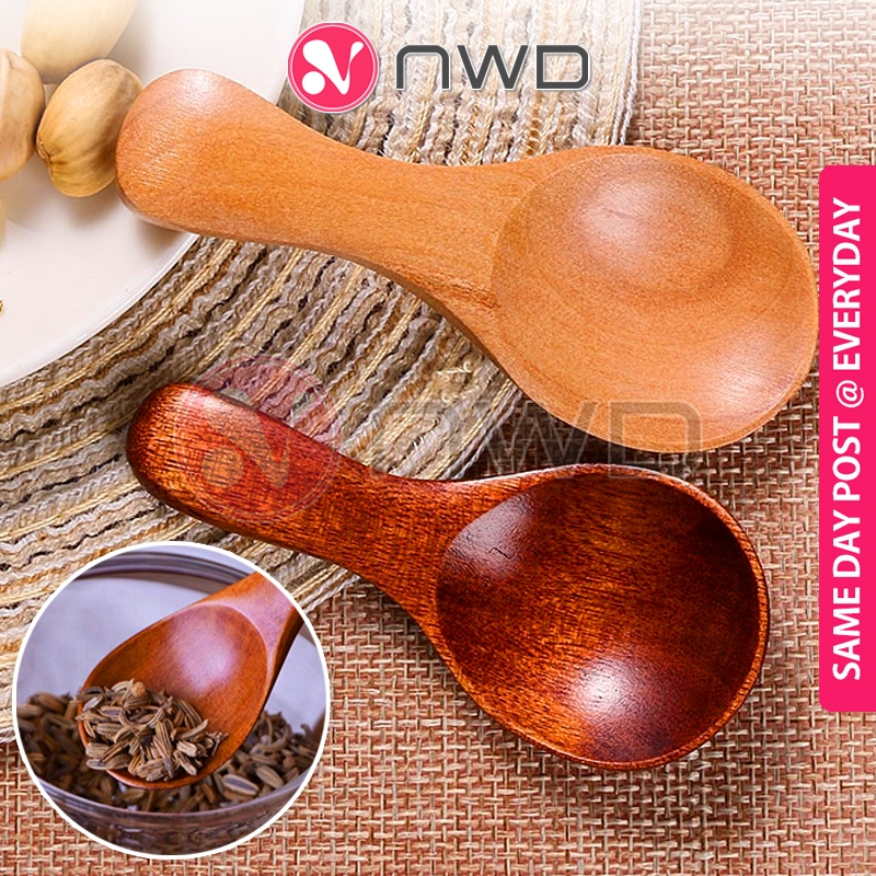 《 》Wood Condiment Spoon Sugar Mini Scoop Cooking Utensil Tools Sudu Kayu Rempah 木制勺子 NWD