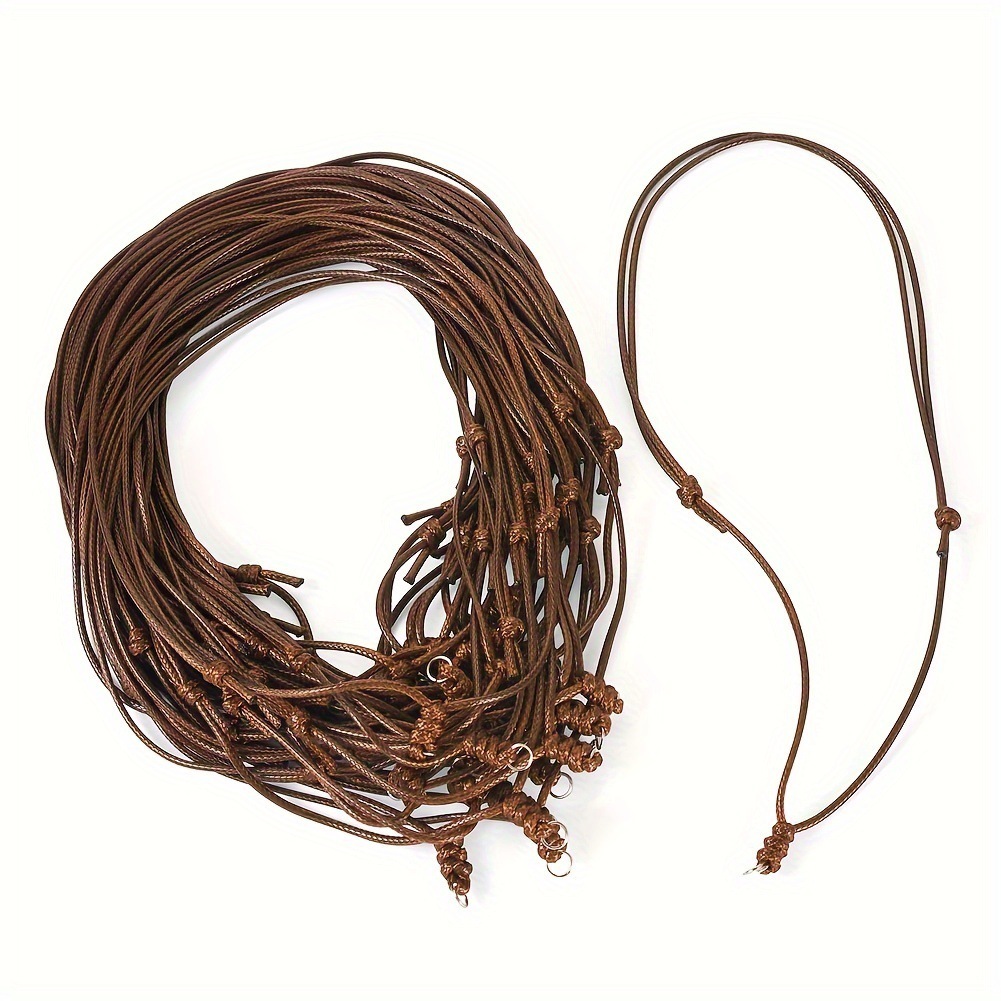 [FF88] 复古咖啡色编织绳调节吊坠项链 Vintage Brown Braided Rope Adjustable Pendant Necklace