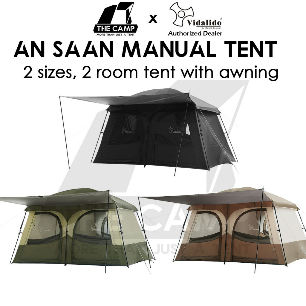Vidalido An Saan Tent M / PRO Outdoor Camping Manual PU1500mm Family Villa Silver Coating Khemah Unta Camel