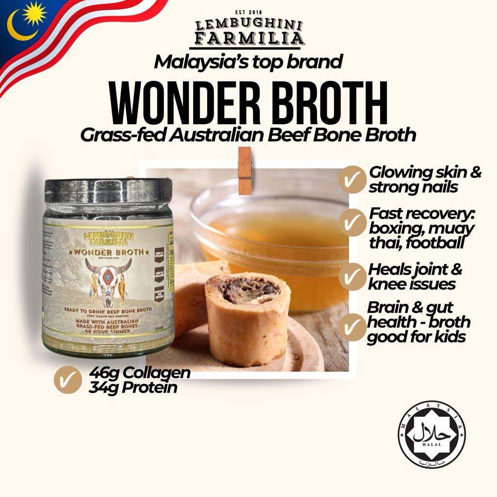 Beef Bone Broth - Halal Australian grassfed beef bone broth (ready to drink)