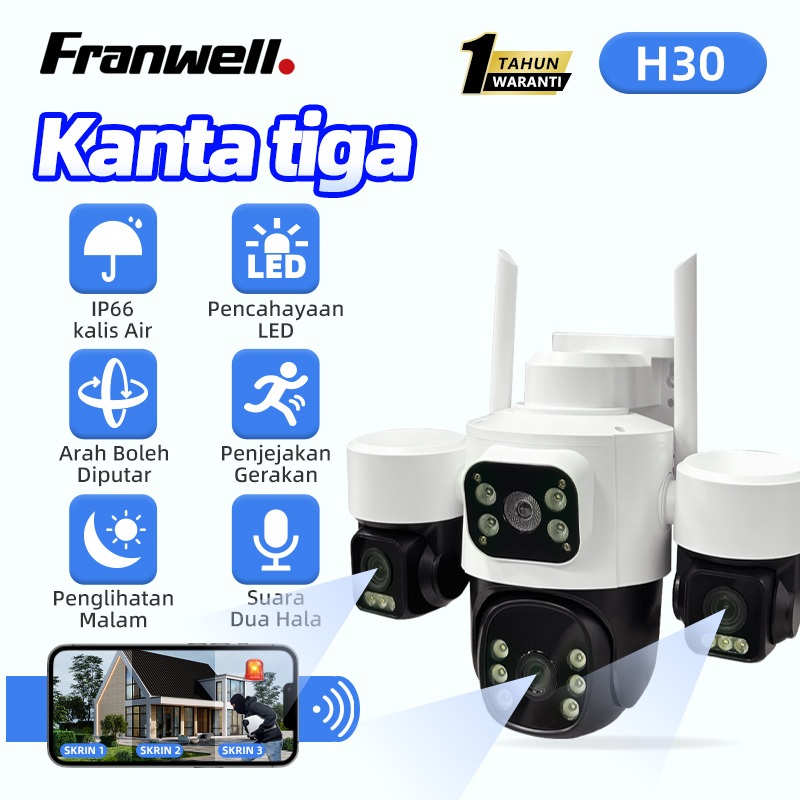 Franwell/V380 Triple-Lens Camera WiFi CCTV Outdoor 1080P security camera Dual Video Night Vision Two-Way Voice