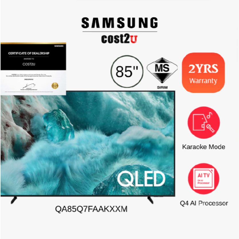 Samsung Q70D/Q7F 75" 85" QLED 4K Smart TV/Smart AI TV 120Hz | 85Q70D 75Q7F 85Q7F (Television 电视机)