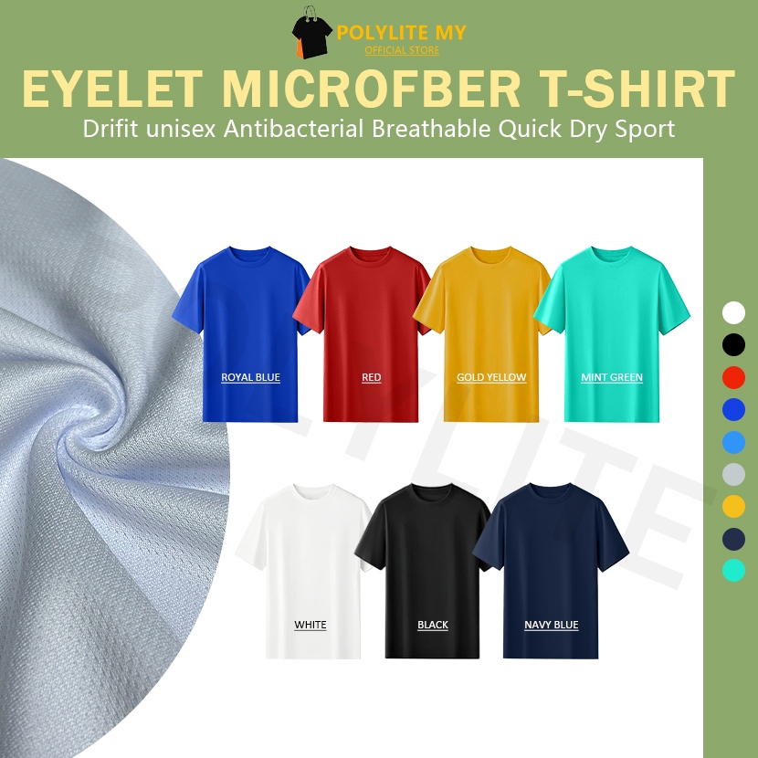 "Top Seller in Malaysia! Dri-Fit Polyester Round Neck T-Shirt, Honeycomb Structure for Breathability, Unisex"