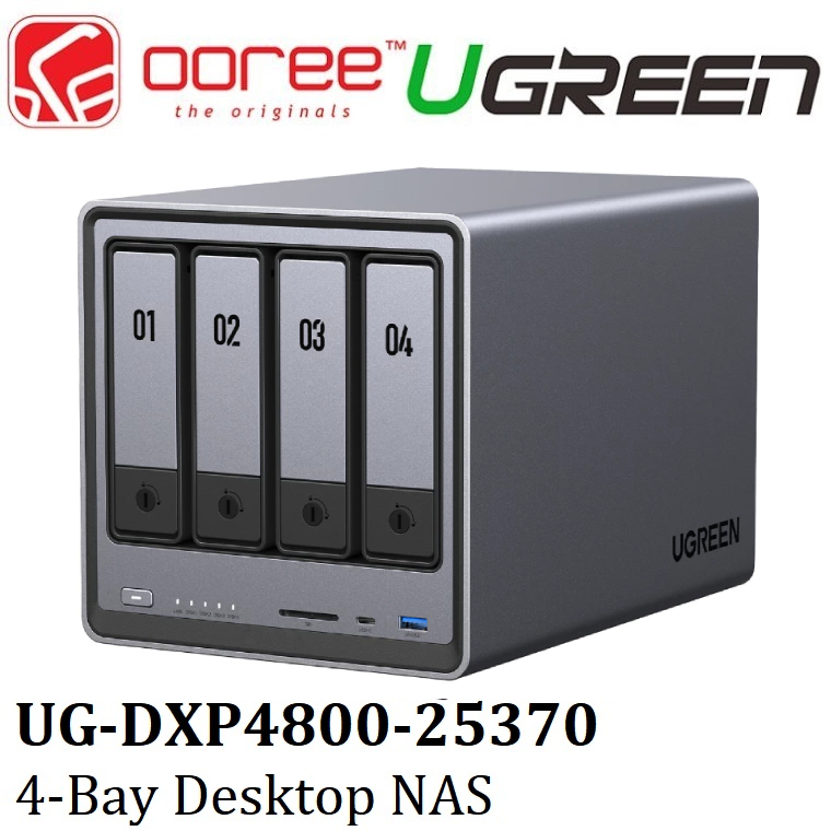 UGREEN NASYNC DXP4800 4-BAY DESKTOP NAS, INTEL N100 QUAD CORE CPU, 8GB DDR5 RAM, 32G EMMC, 2 * 2.5GB