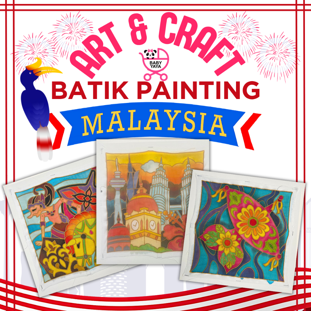 【BABYYAYA】 Batik Painting for Kids – Merdeka Edition with Malaysian Iconic Designs Wau, Wayang Kulit , KLCC, Turtle