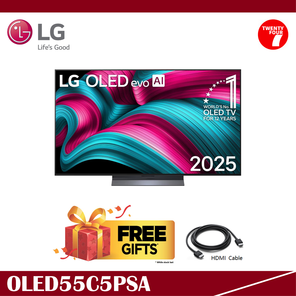 [ Delivered by Seller ] LG 55 inch LG OLED evo AI TV C5 144Hz Gaming Mode*Dolby Vision & HDR10 4K UHD (2025) OLED55C5PSA