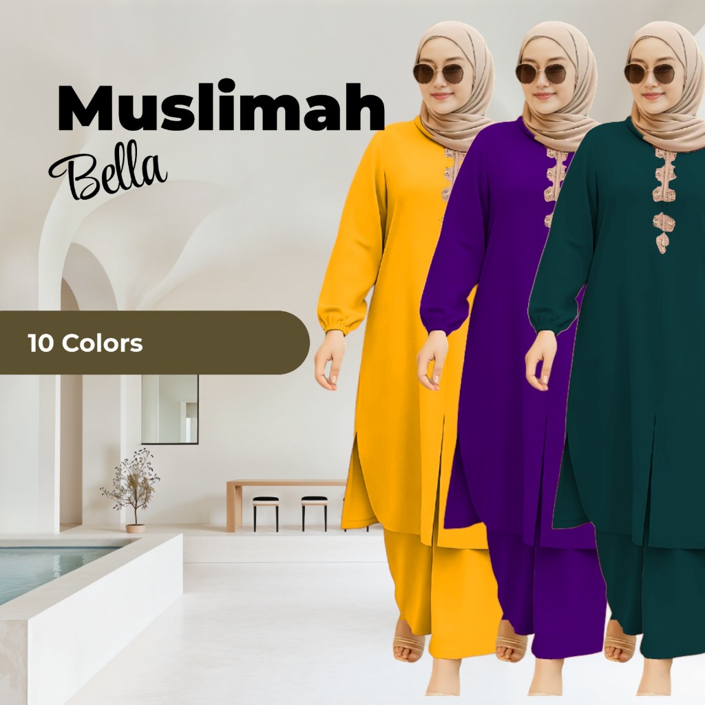 BELLA MUSLIMAH IN COMO CRAPE WITH SIDE POCKET AND BAHU ELASTIC QUALITY PRODUCT