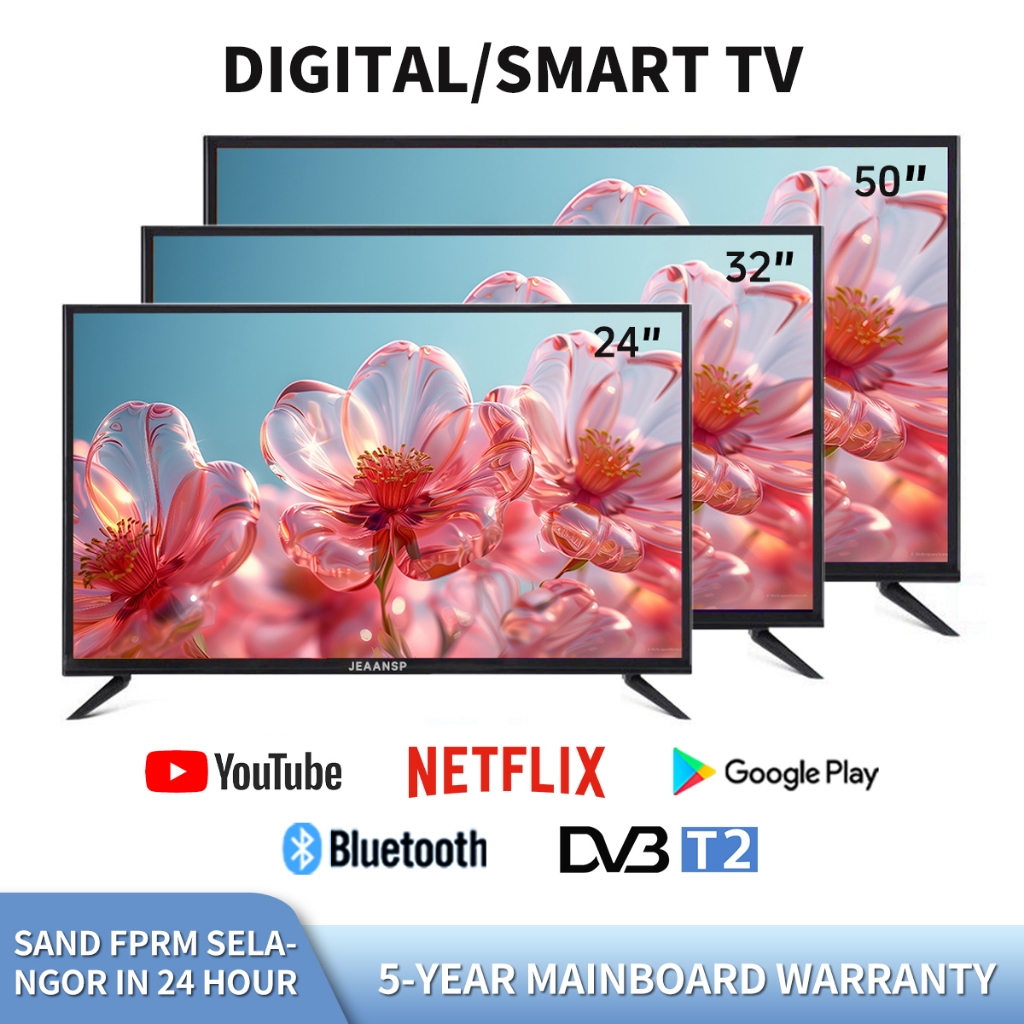 JEAANSP Smart TV 32 43 Inch 50 Google TV FHD Netflix Youtube GooglePlay 24 32 Inch Digital TV DVBT2