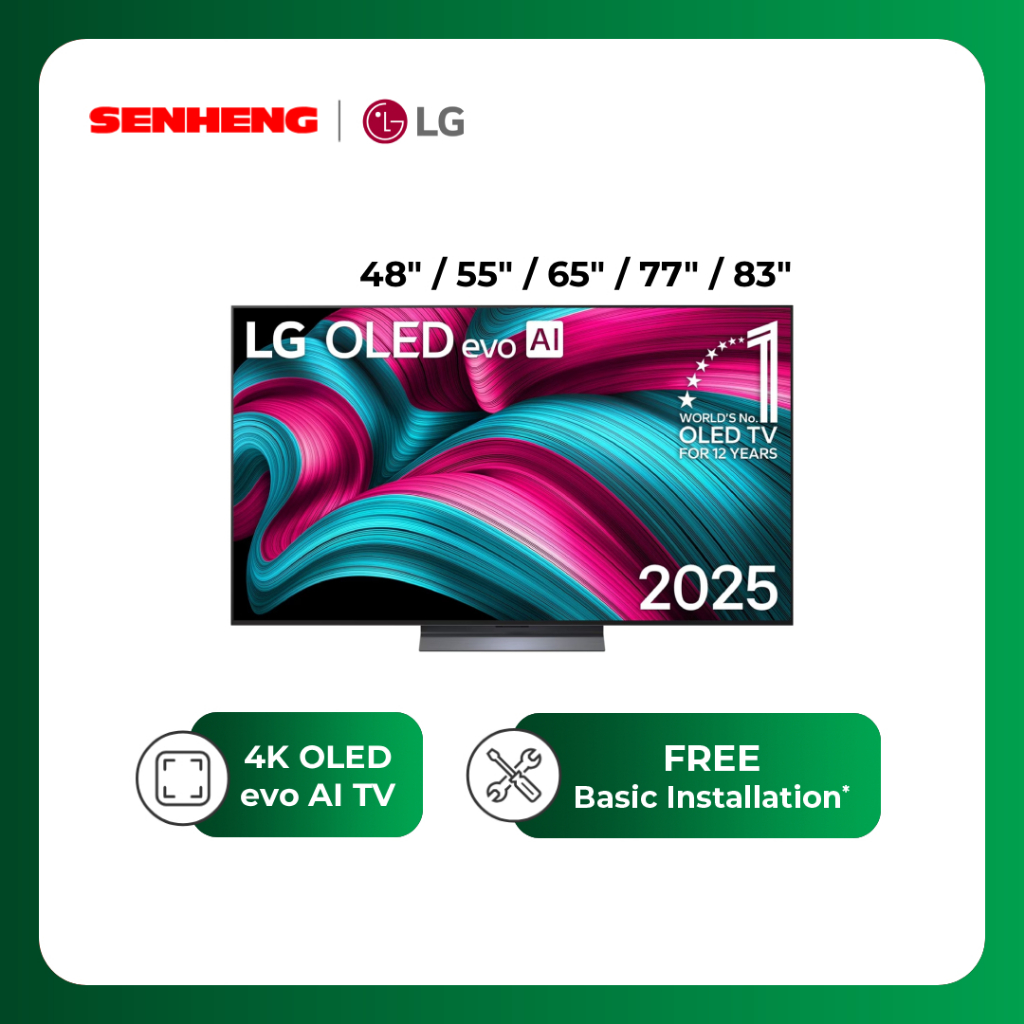 LG OLED evo AI TV C5 144Hz Gaming Mode Dolby Vision & HDR10 4K (2025) 48" 55" 65" 75" 83" Televisyen