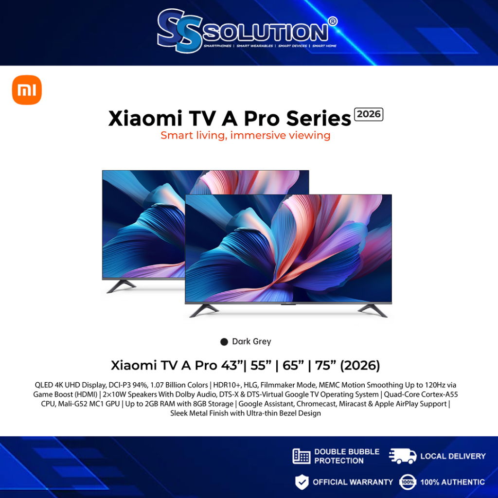 [NEW 2026] Xiaomi TV A Pro 2026 I 43" 55" 65" 75" I 4K QLED | Dolby Audio I Google TV I 2 Years Warranty Xiaomi Malaysia