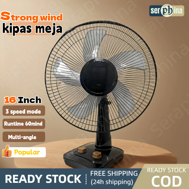 Kipas Meja 16 Inch Table Fan Malaysia Plug 5 Blades  Angin kuat Kipas Duduk desk fan Table Fan 16 Inch