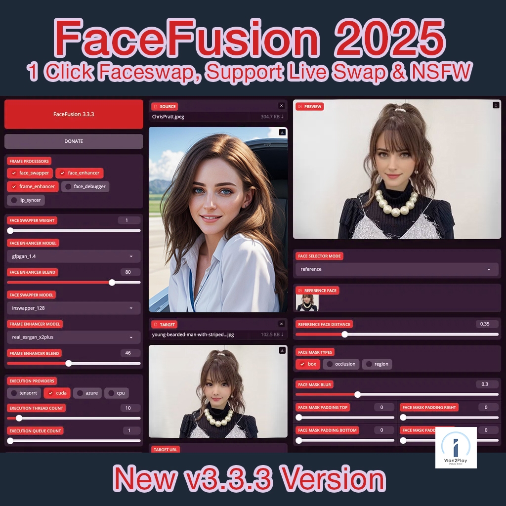 Faceswap ai 2025 Software Facefusion Deepfake Webui Plug & Use