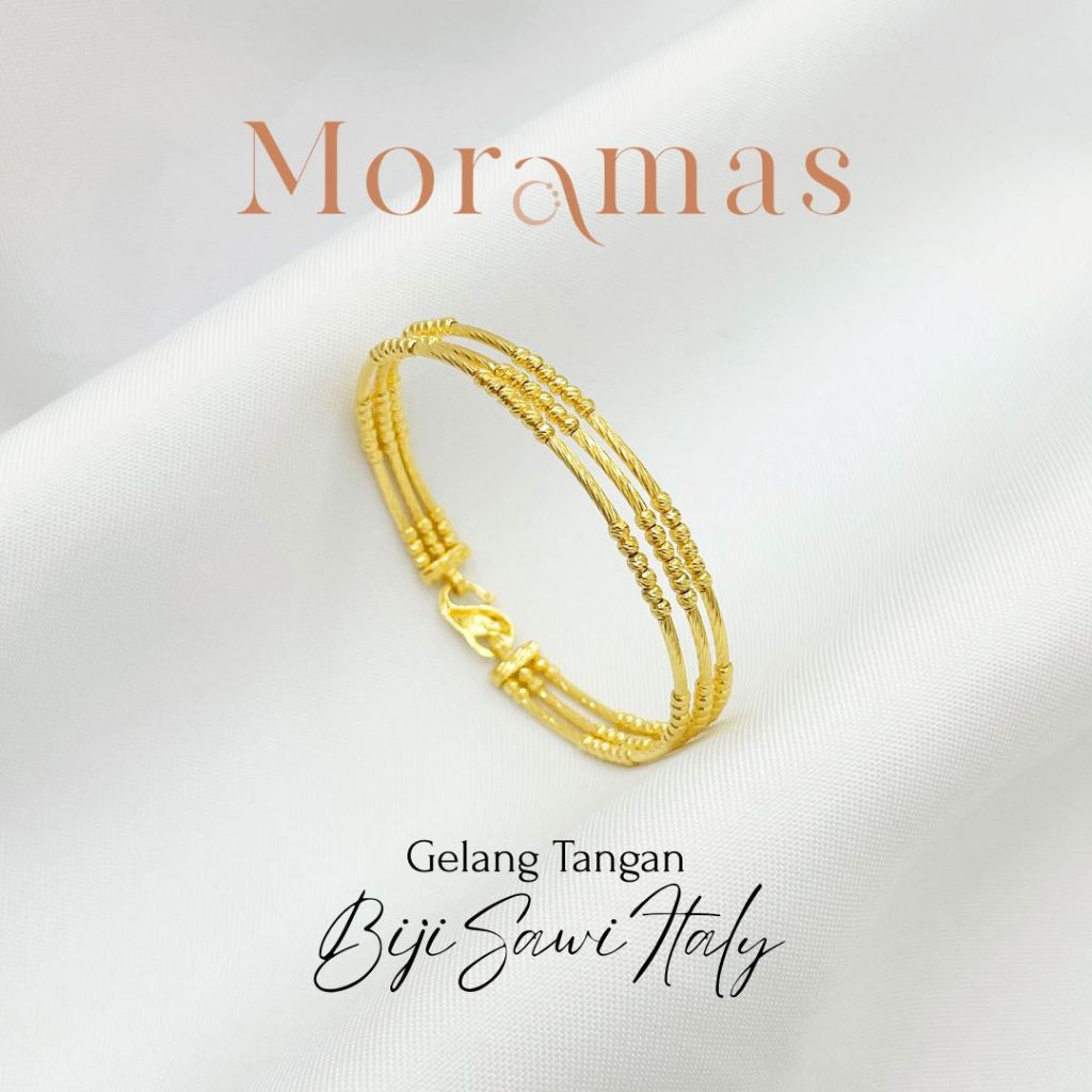 Moramas Solid GOLD BEADS ITALIAN Bangle 916 Gold/ Gelang Tangan BIJI SAWI ITALY Emas 916/黄金实心珠意大利手镯916金