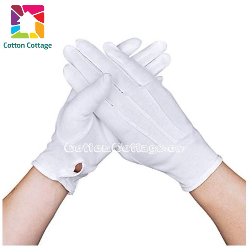 White Cotton Parade Hand Gloves With【SNAP BUTTON】Sarung Tangan Putih Kawad 【BERBUTANG】