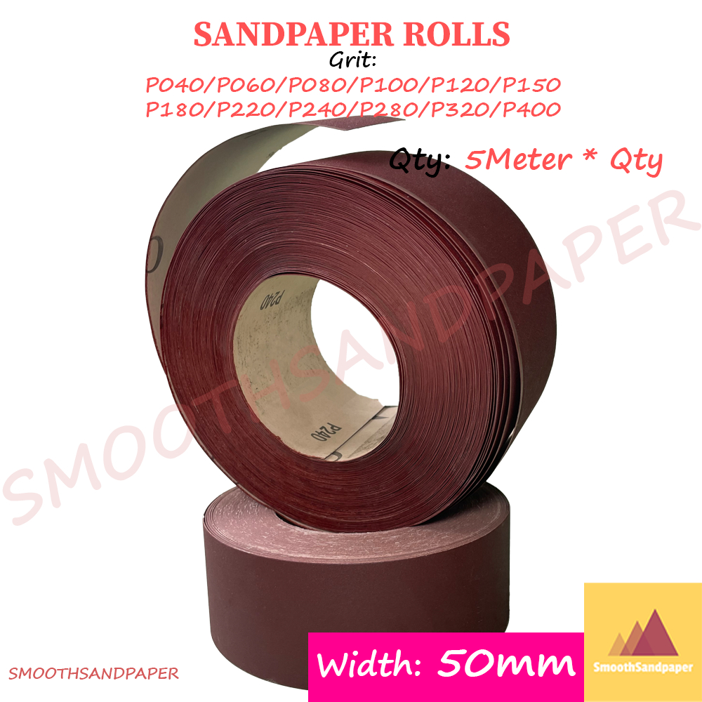 Sandpaper Roll Aluminium Oxide (Red) Kertas Pasir (Merah) 50mmX5Meters 木工铁工红砂纸卷 image 2