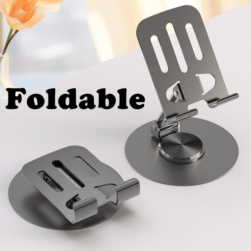 【Metal】Foldable Desktop Stand | Rotatable & Adjustable | Phone Holder Pemegang Telefon & Tablet Lipat