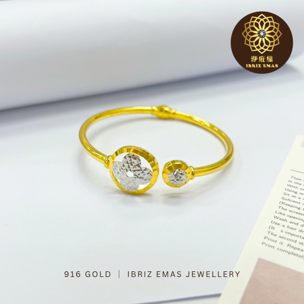 IBRIZ Jewellery BG003 | 916 Gold (22k) LVIE Flower Bangle / Gelang Tangan Bunga LVIE