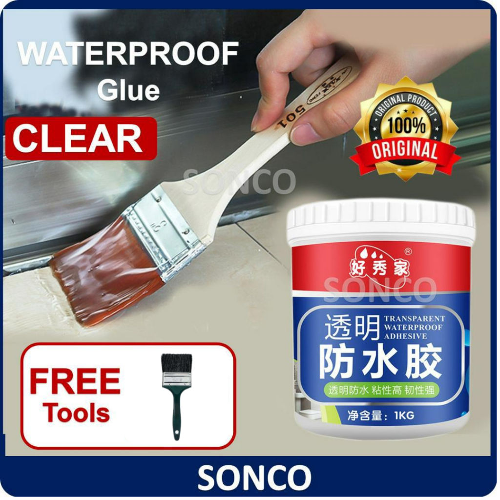 Waterproof Glue Water Proof Wall Tile Window Stable Film Leakage Protection bathroom coating 300g 1kg 透明防水胶 Tandas gam
