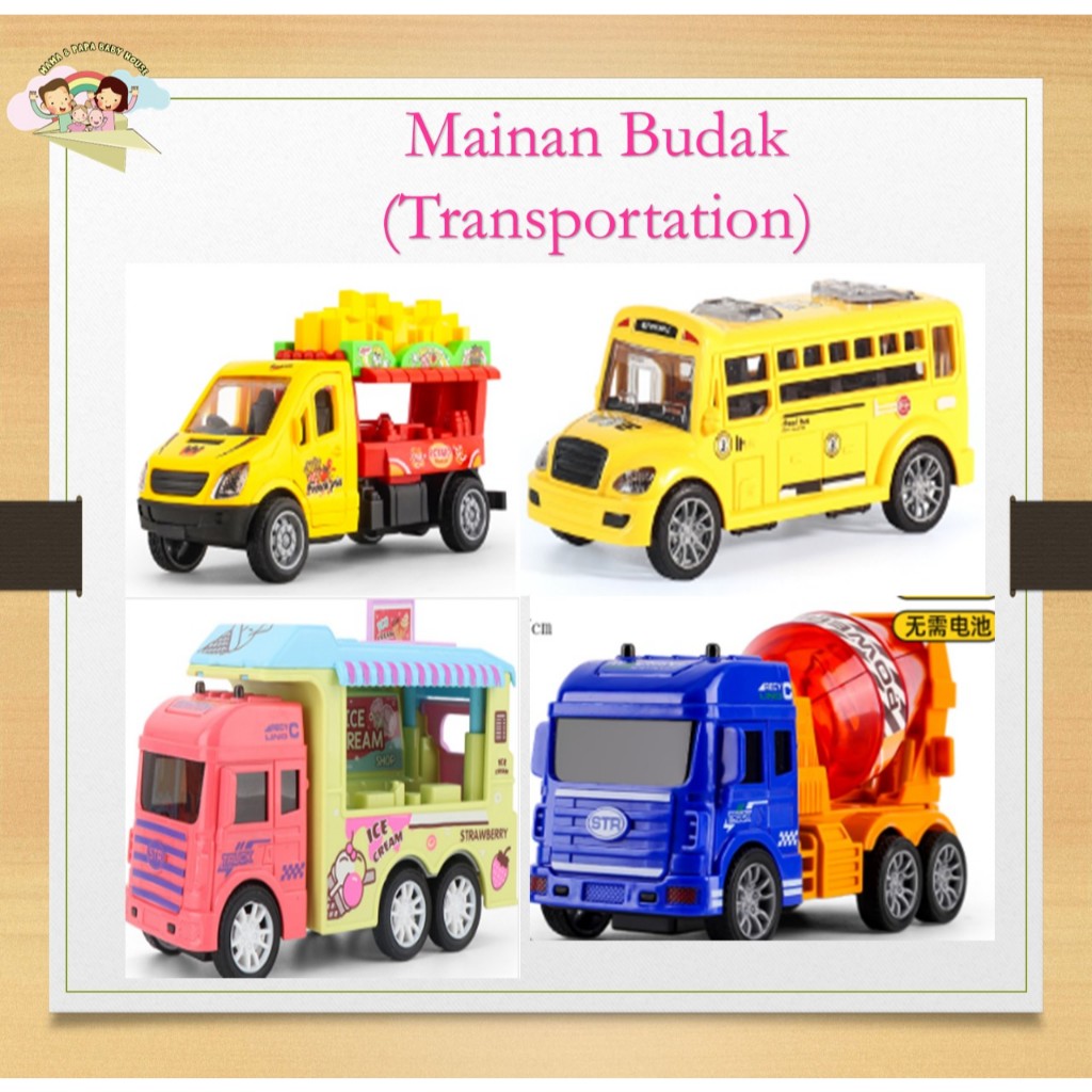 Mainan Budak Mini Lori Series Food Truck School Bus Polis Big G Super Bike Tanker Toy Truck for Kids