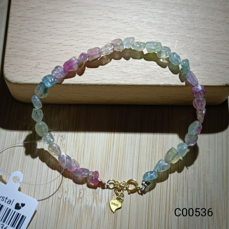 Natural Raw Stone Watermelon Tourmaline Bracelet 4+mm 天然 小原石 西瓜碧玺 手链 [ C00536 ]