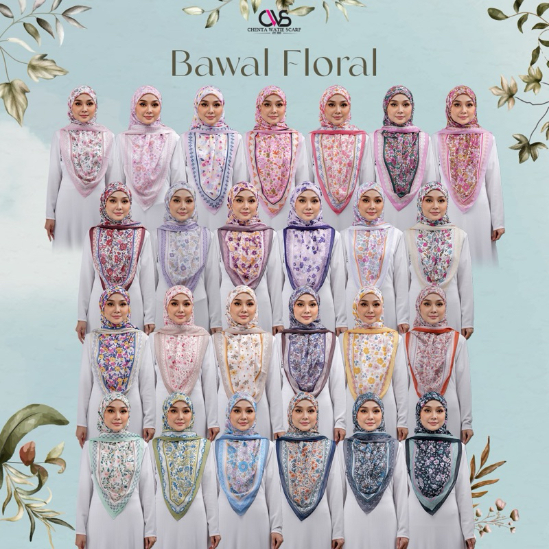 BAWAL FLORAL COTTON VOILLE - BIDANG 46"   50" 55" dan 60"