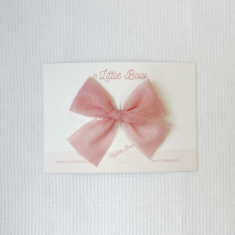 ALITTLEBOW Phoebe Bow Hair Clip // Pink Glitter Tulle