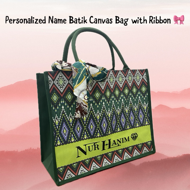 MSH Personalized Customized Name Designer Canvas Tote Bag Canvas Bag .. Batik Bag