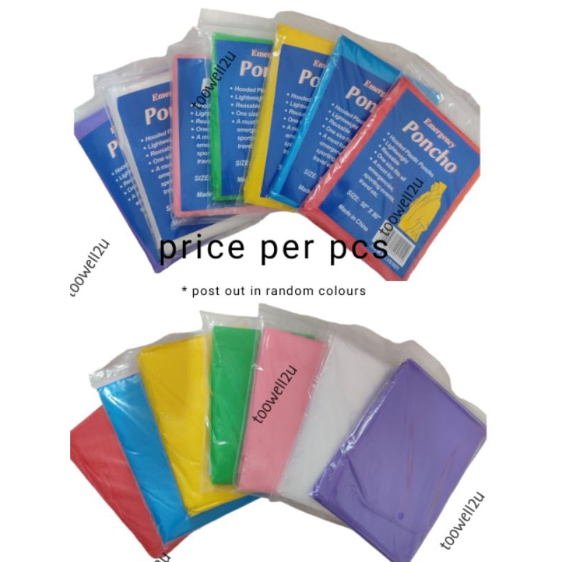 Poncho Disposable Raincoat Unisex Disposable Waterproof Raincoat Plastic Raincoat Rainwear Poncho /Baju Hujan Plastik