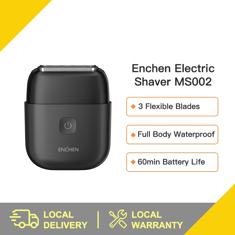 Enchen MS002 Pencukur elektrik Electric Shaver 100% Waterproof 3 Flexible Blades Compact Foil Shaver With Travel Lock