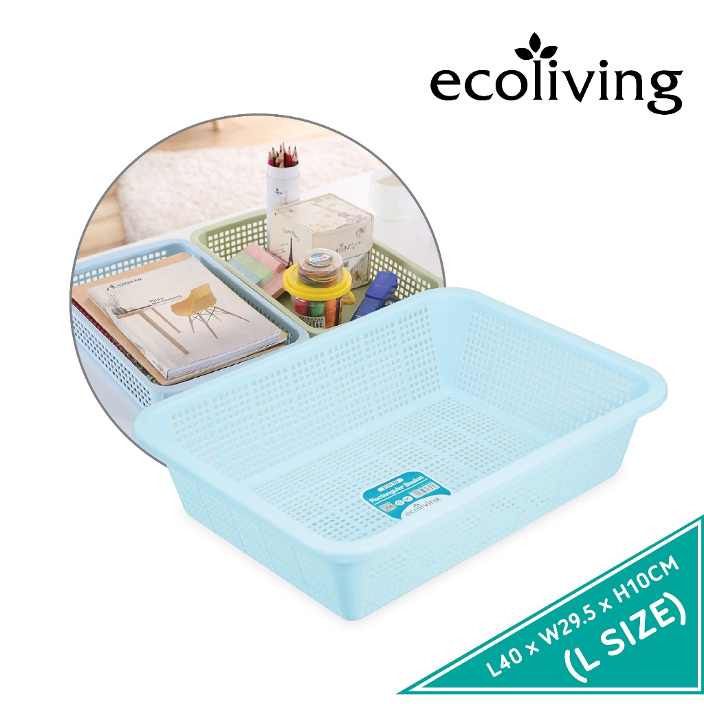 ECO LIVING Rect. Stackable Storage Basket, Kitchen Office Storage Bin Organizer, Bakul Kotak Simpanan, ECO-109, ECO-110