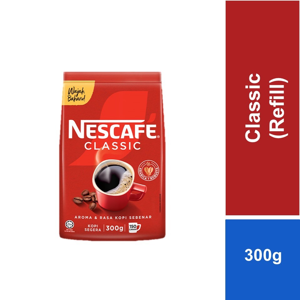 Nescafe Classic 300g Refill Pack, Instant Coffee Powder Made From A Signature Blend of Robusta & Arabica Beans