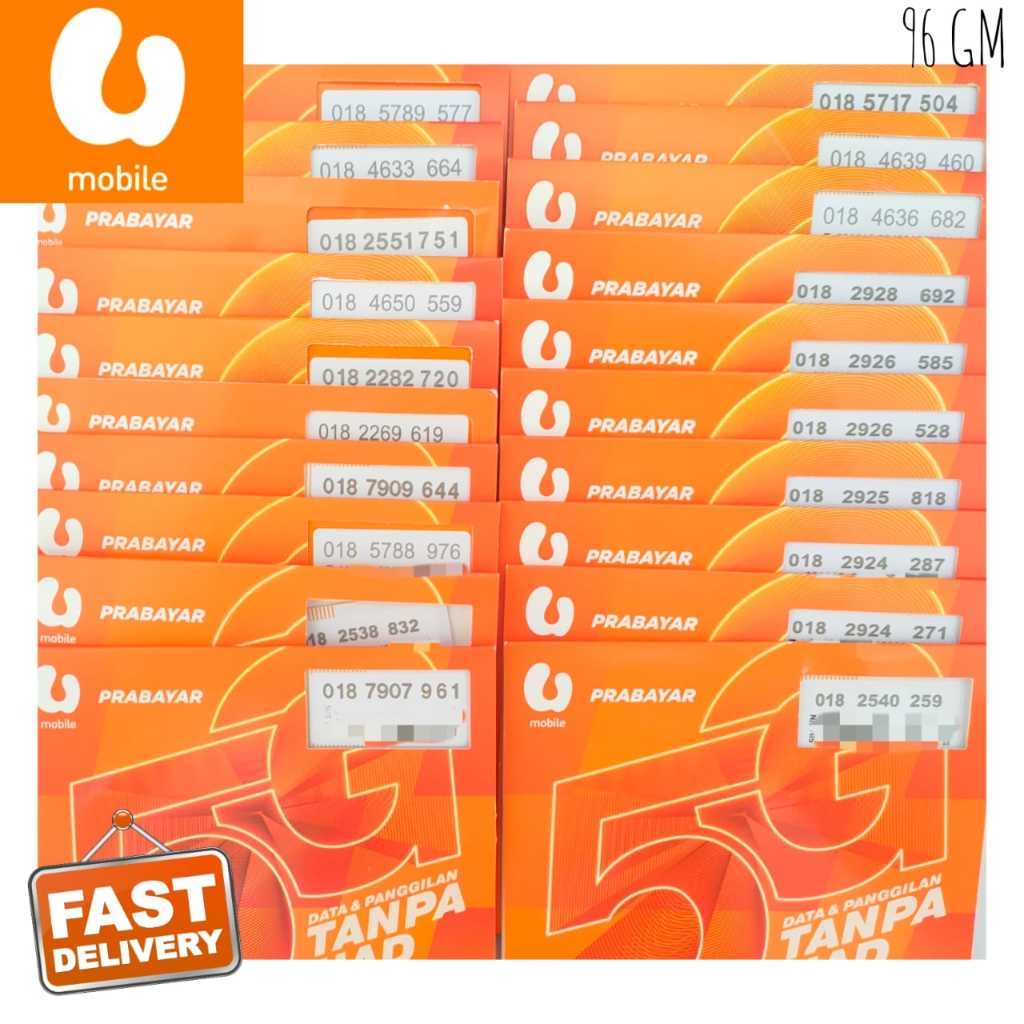 Umobile VIP Sim Card Nice Phone Number Unlimited Data Tanpa Had (simcard only)