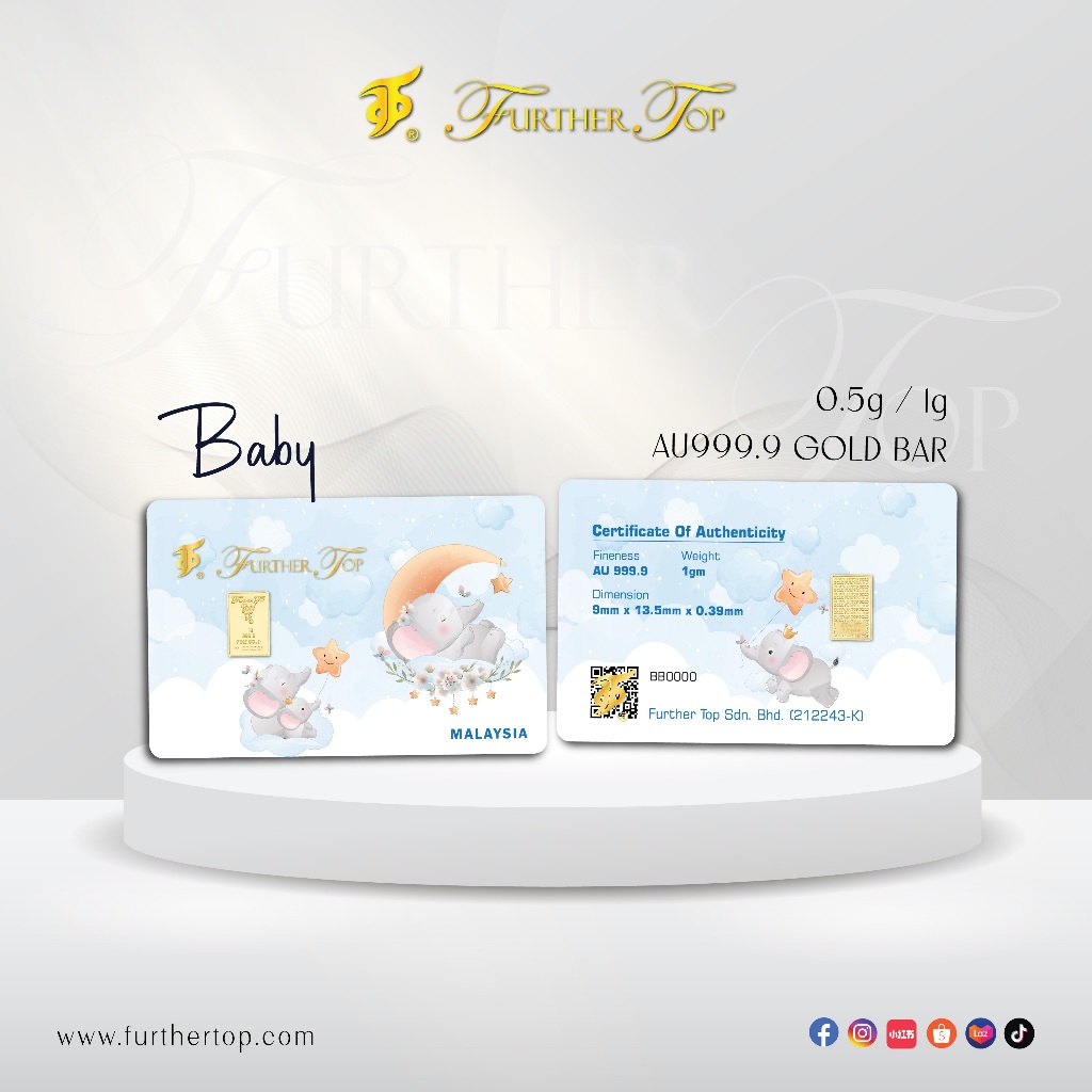 Gold Bar ( 0.5g / 1g ) 999.9 Further Top - BABY newborn (Emas | 小金条 | 足金牌)