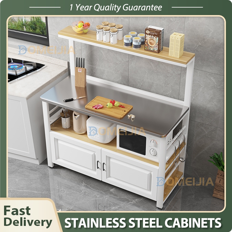 Ready Stock Multi Layer Stainless Steel Kitchen Storage Cabinet Rak Ketuhar Gelombang Mikro Dapur Murah Stok Sedia