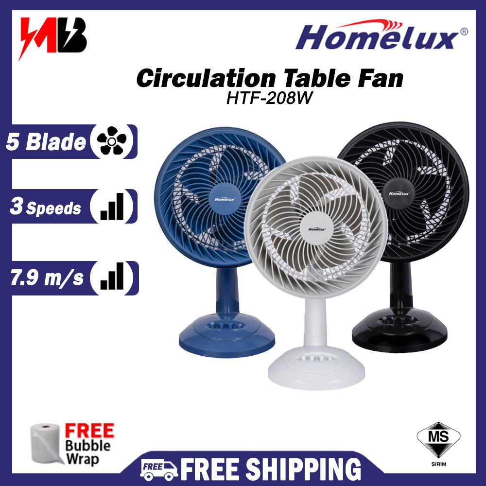 [NEW] Homelux 8'' Circulation Table Fan / Living Fan / 8'' Fan Blade |  HTF-208PW Kipas Angin 風扇家用 Kipas Meja