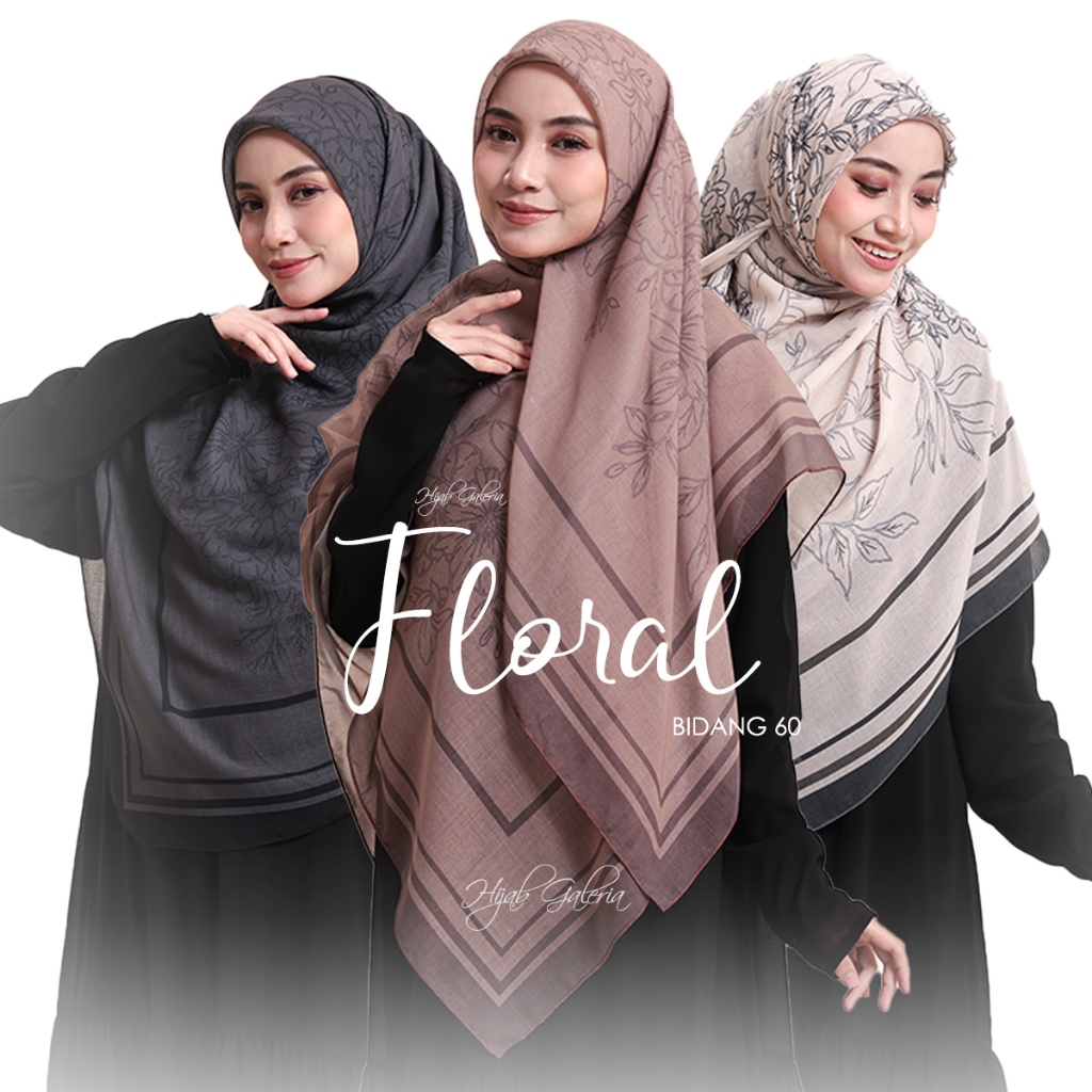 HIJAB GALERIA COTTON PTEMIUM VOILE FLORAL BIDANG 60