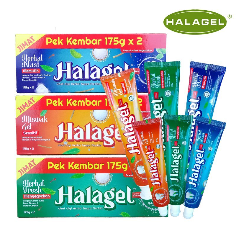 HALAGEL UBAT GIGI TOOTHPASTE HERBAL NON-FLUORIDATED HALAL BUMIPUTERA MUSLIM COLGATE DARLIE odol
