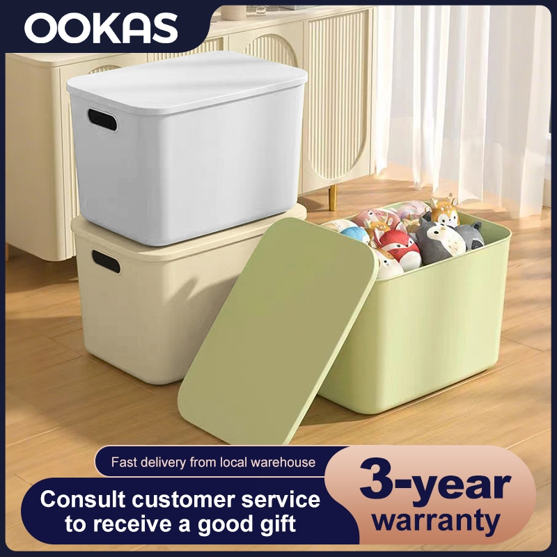 OOKAS Japanese Style Storage Box Muji Shelf Organizer Plastic Container Box with Lid Sundries Storage COD 储物盒 收纳箱