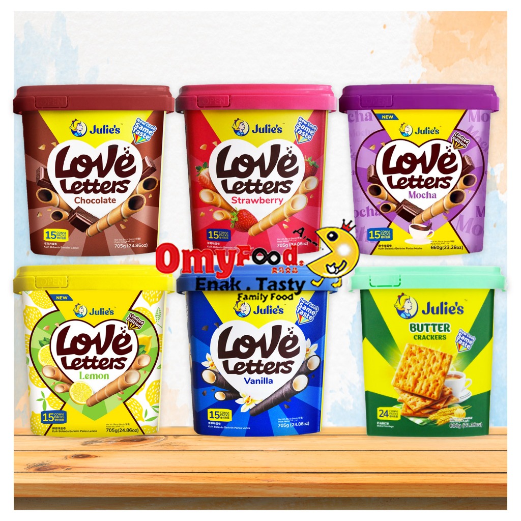 600g, 660g, 705g Julie's Love Letter [Chocolate / Vanilla / Strawberry / Lemon/ Mocha] Butter Crackers[OmyFood]