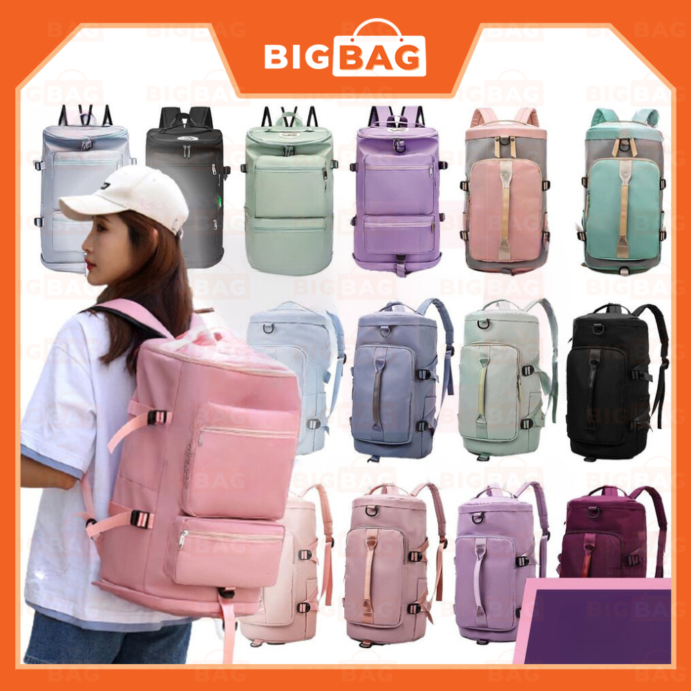 3 Ways Carry Duffel Backpack Water Resistant Wet Pocket Shoes Compartment Travel Outdoor Beg Duffle Beg Galas Belakang