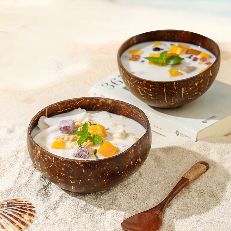 Natural Coconut Bowl Fruit Salad Bowl Dessert Smoothie Breakfast Party Meal Bowl Home Decor Bowl