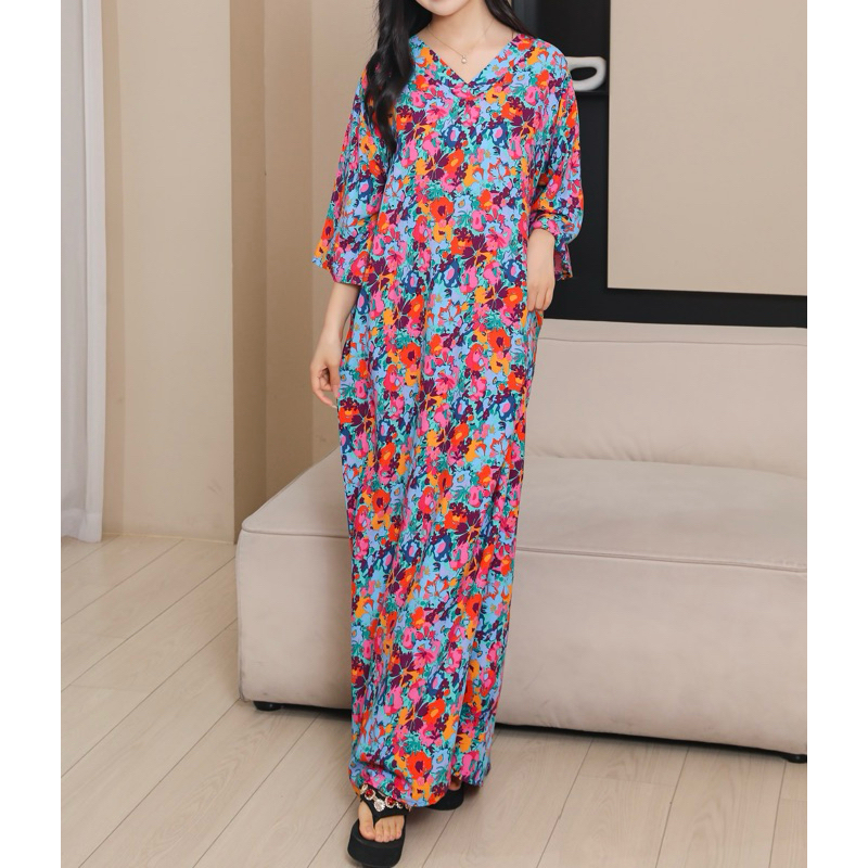 A14 - Kelawar Moden Cotton Silk Night Dress Pyjamas Dress Women Dress Sleepwear baju tidur perempuan dress