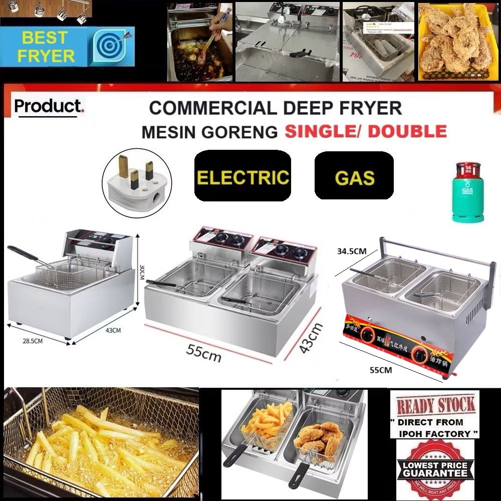 ELECTRIC & GAS DEEP FRYER DAPUR AYAM GUNTING STAINLESS STEEL 炸鸡薯条炸炉/ MESIN GORENG CUCUR / 电炸炉/煤气炸炉/ KITCHEN EQUIPMENT