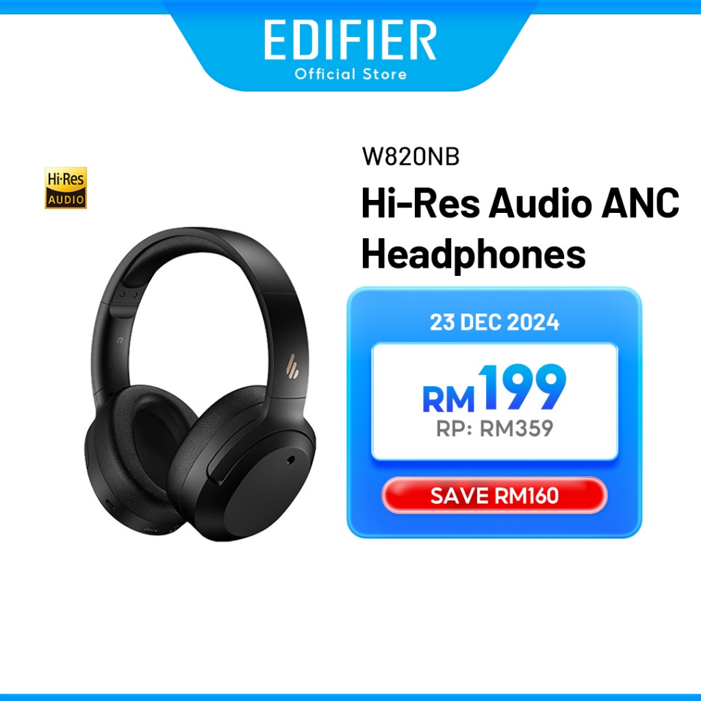 Edifier W820NB/NB Plus -43dB Noise Cancellation Wireless Headphones - Bluetooth | Hi-Res Audio | Edifier Connect