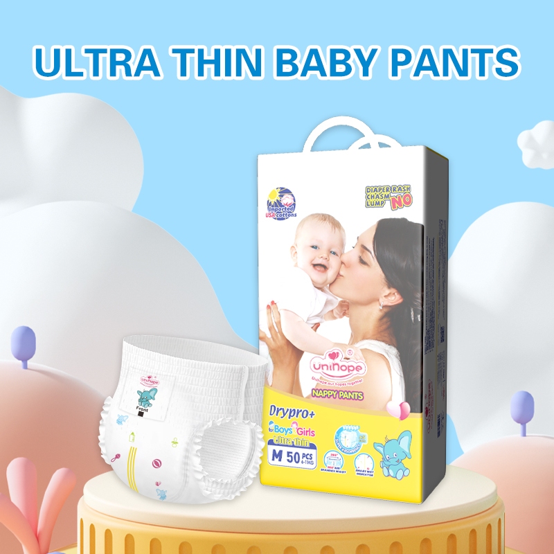 Unihope Dry Pro + Baby Diapers Pants Premium Natural Cottons - M 50/L 50/XL 50/XXL 50 (1 Packs)